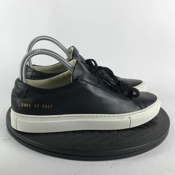 Common Projects Achilles Low Black/White Leather Shoes EU 37 Women’s Size 7 - Picture 4 of 11
